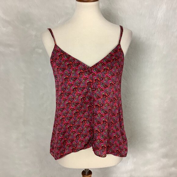 Rhode Sleeveless Kari Red Floral Peasant Blouse Tank Top Cami M/L - Picture 1 of 7